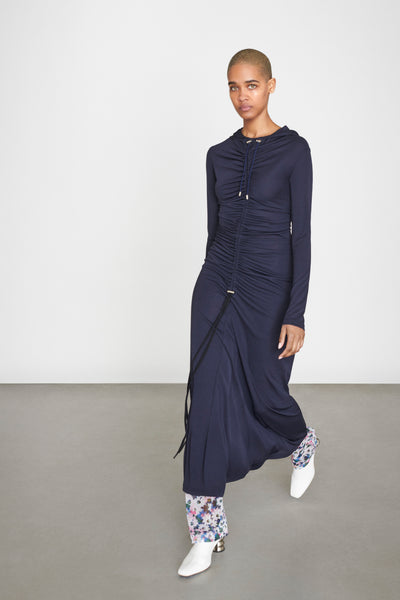 Hooded Gathered Maxi Dress