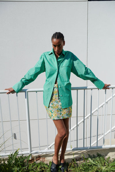 Mini Jean Skirt - Yellow Floral Brocade – NOMIA