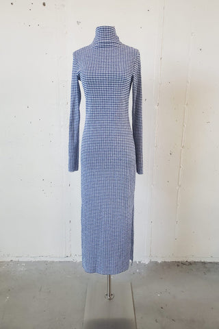 Mockneck Maxi Dress - Cobalt Blue Gingham – NOMIA