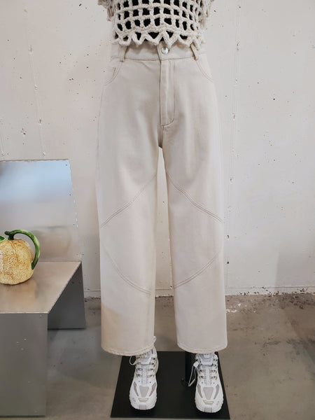 Paneled Wide Leg Jeans - Ecru – NOMIA