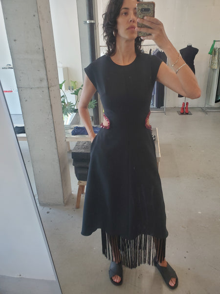 Jewel Cutout Midi Dress - Black / Garnet 4 Jewel Cutout Midi Dress - Black / Garnet 4