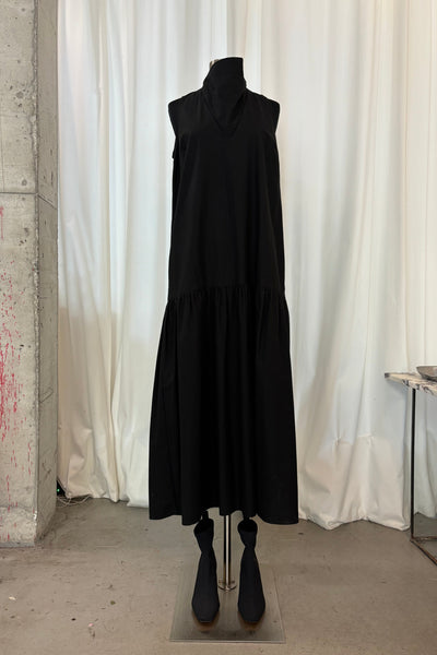 cowl front wrap over mini dress in midnight black Cowl Neck Dress in Black – NOMIA