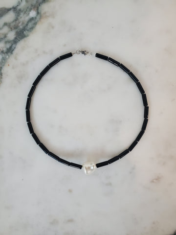 Onyx and Pearl Choker Necklace – NOMIA