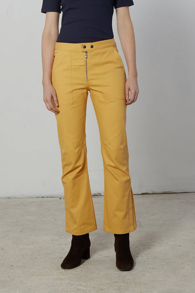 Mustard Lycra Pant With Foot Straps