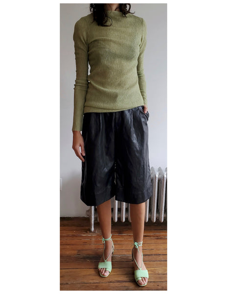 Pleated Shorts - Washed Faux Leather