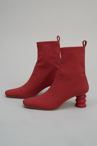 Respect - Made to Order - Red Vegan Lace Up Cut-Out Ankle Bootie