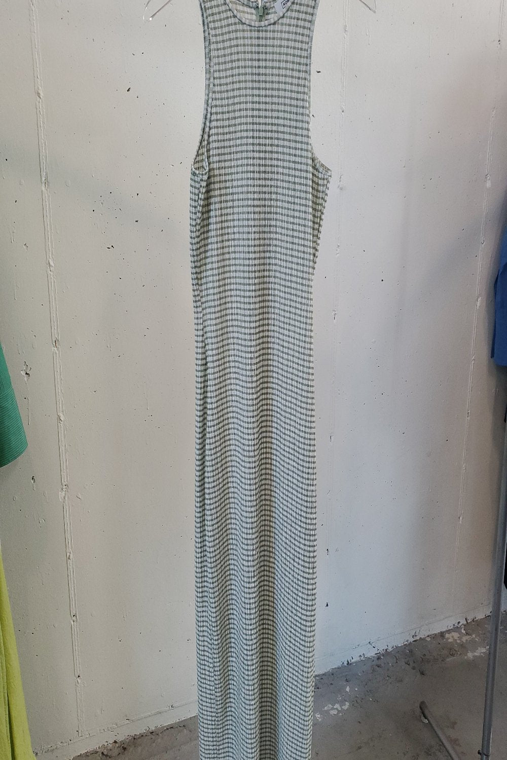 Racerback Maxi Dress in Mint White Gingham NOMIA Racerback Maxi Dress in Mint White Gingham NOMIA