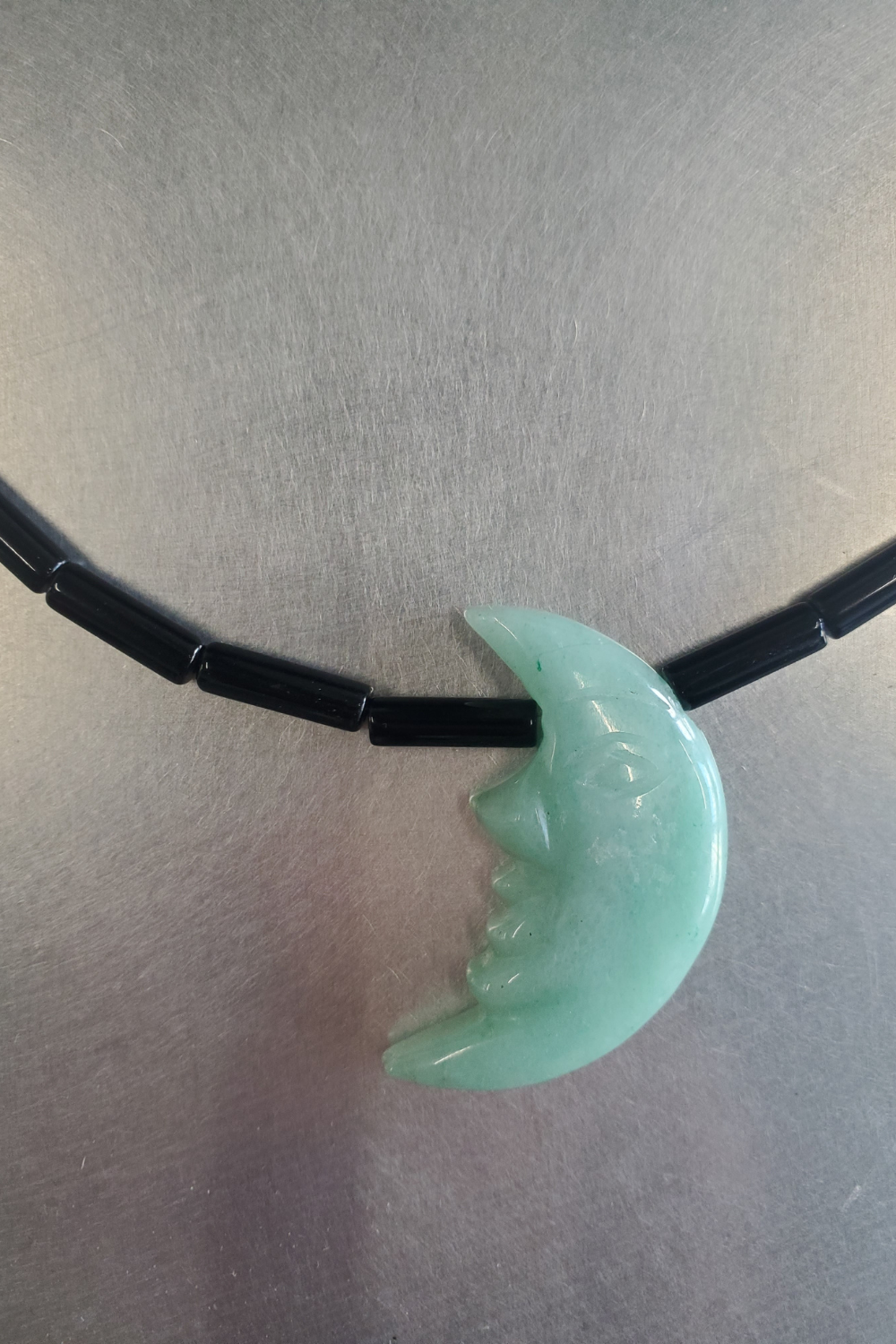 Onyx and Green Aventurine Moon Choker
