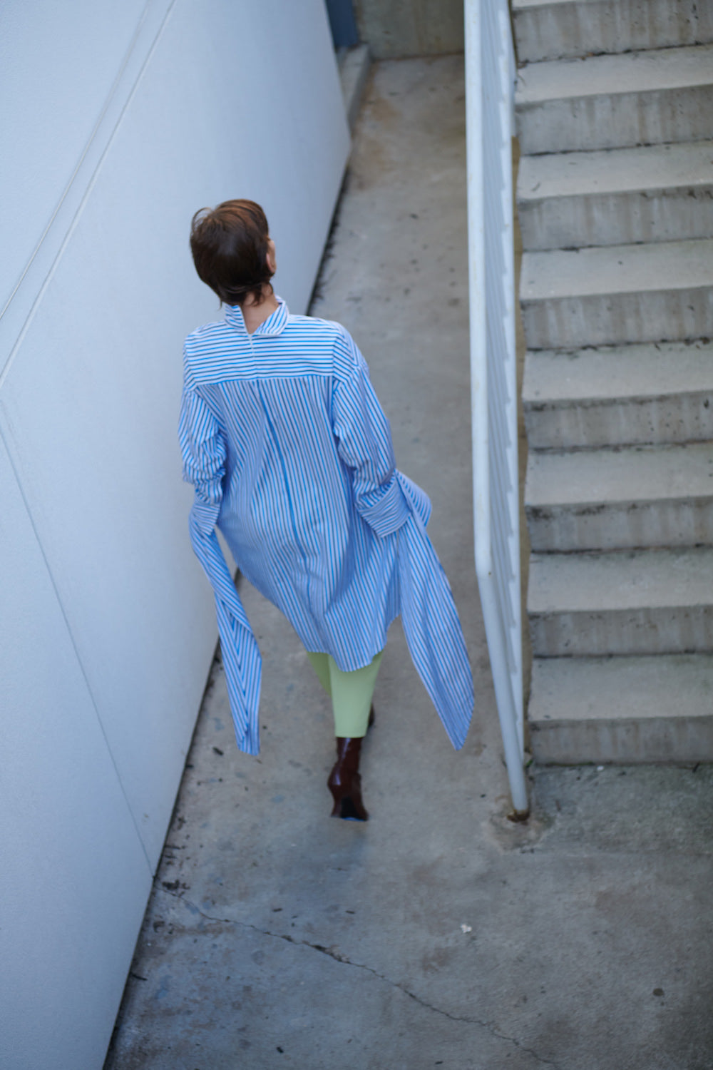 Tie Front Tunic Dress - Blue Stripe 6 Tie Front Tunic Dress - Blue Stripe 6