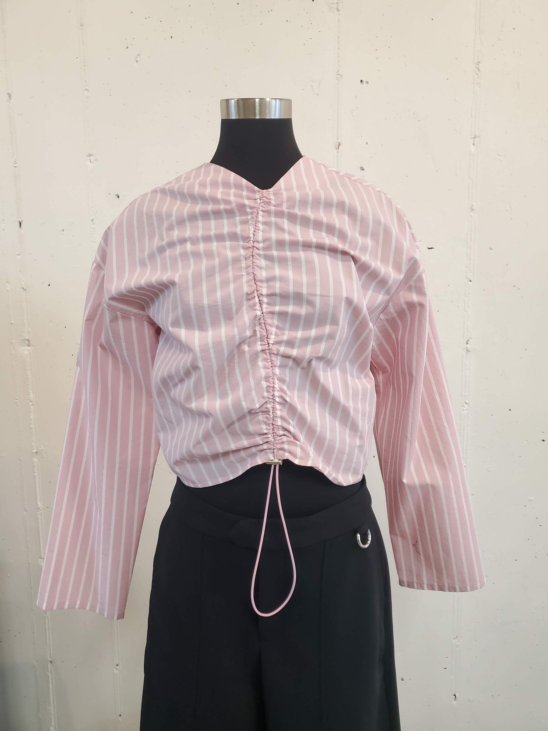 Bungee Gathered Long Sleeve Top - Rose Stripe – NOMIA