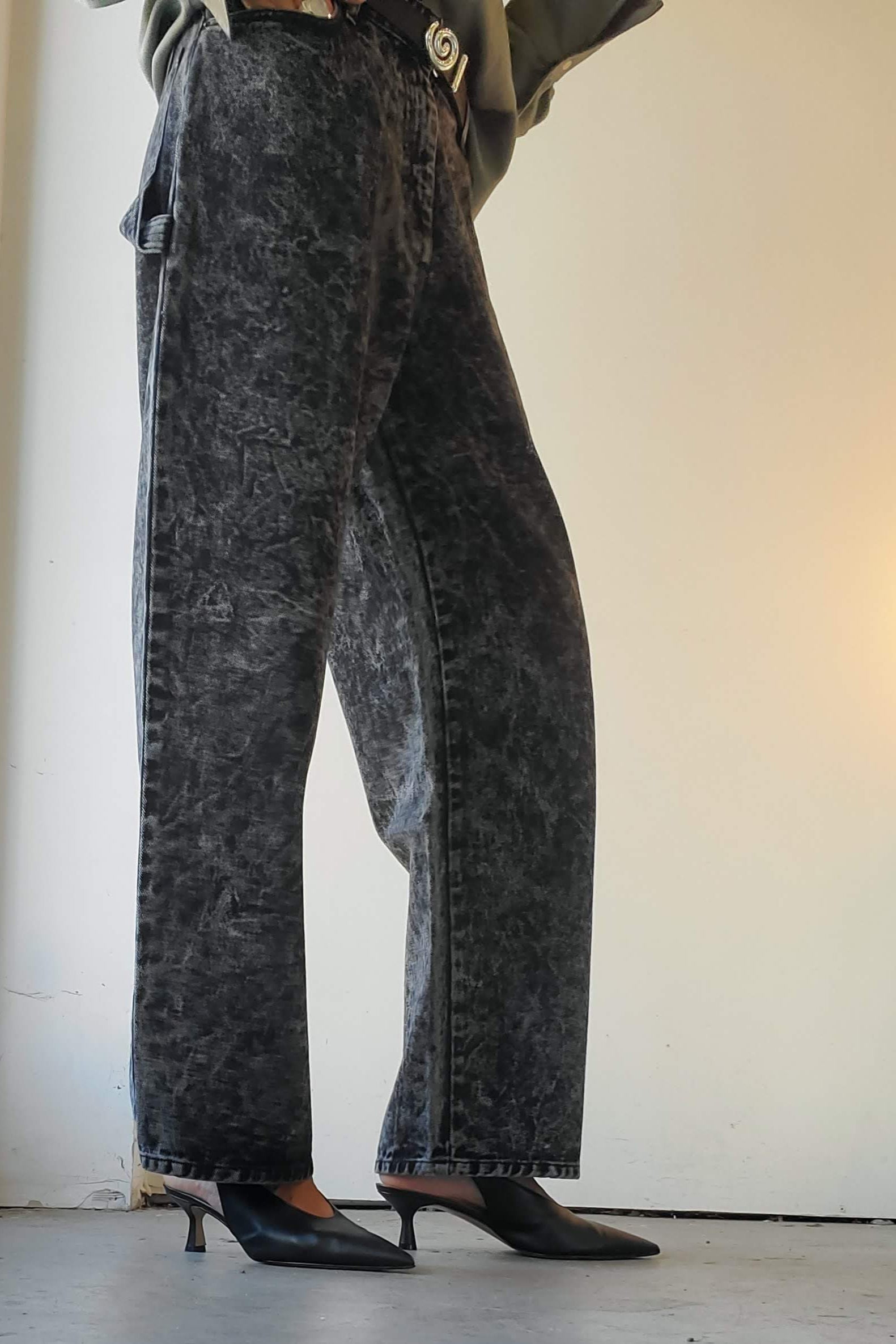 NOMIA Paneled Wide Leg Jeans in Stonewash