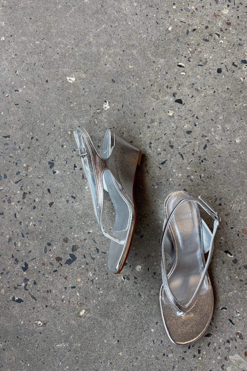 silver wedge dress sandals Bridget Oyster Shell Wedge Sandal - Silver