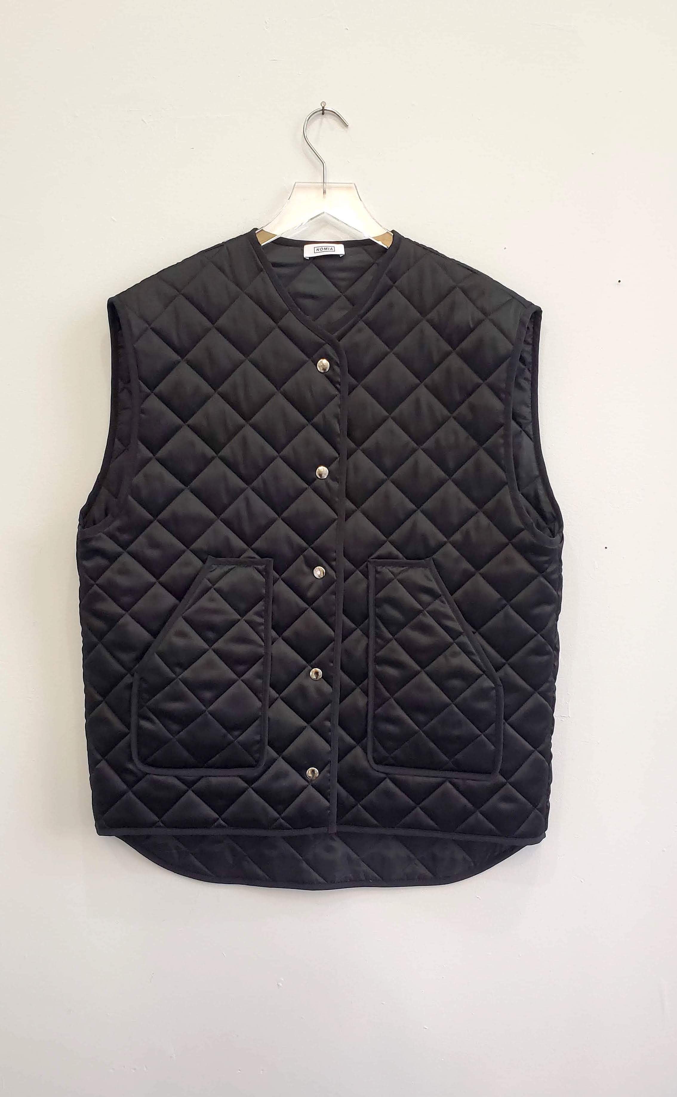 【新品未使用】ENFOLD CHECK-QUILT VEST ENFOLD - CHECK-QUILT VEST / 中綿ベスト / ブラック / 24AW