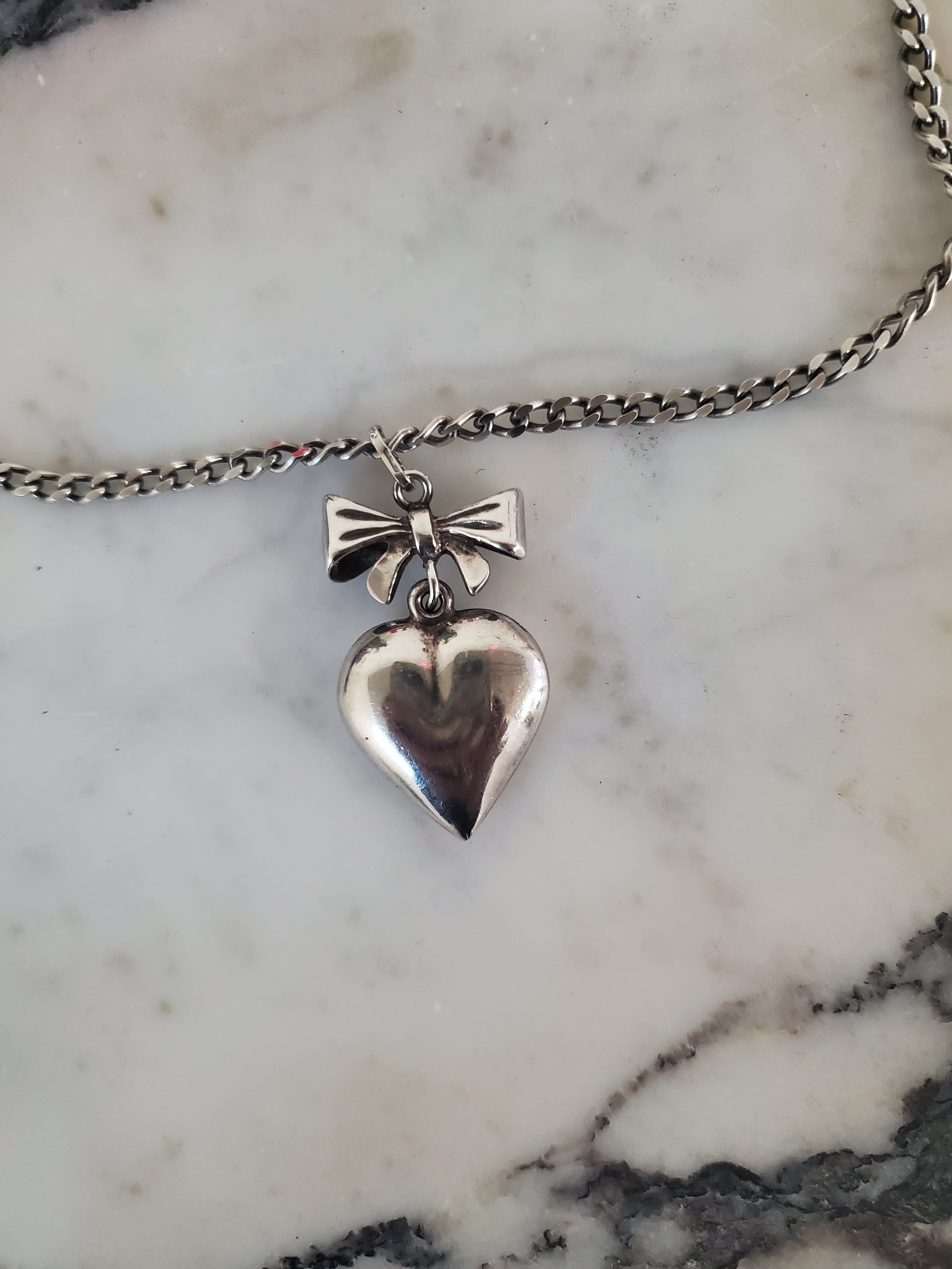 Sterling Silver Geo Heart Chain Bracelet
