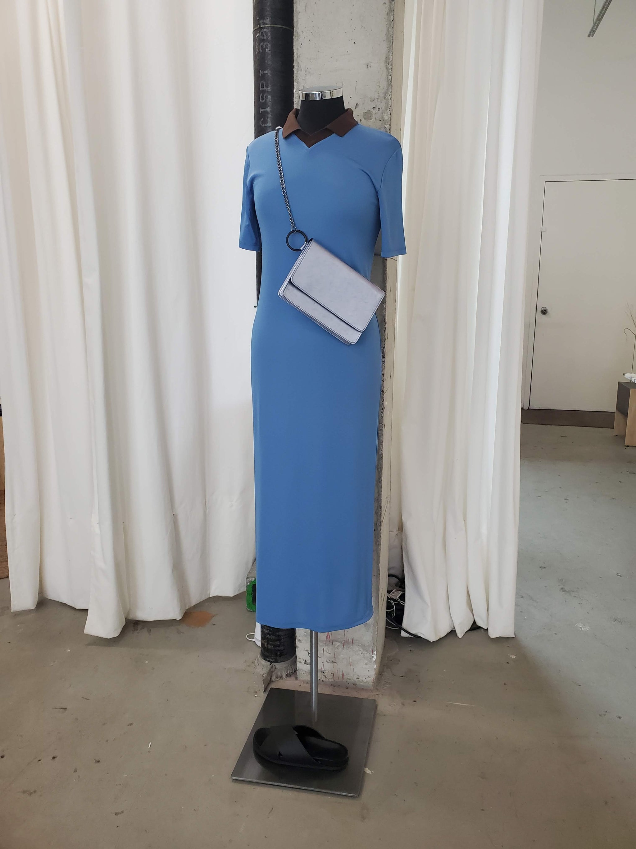 Short Sleeve Jersey Dress - Ocean / Umber 4 Short Sleeve Jersey Dress - Ocean / Umber 4