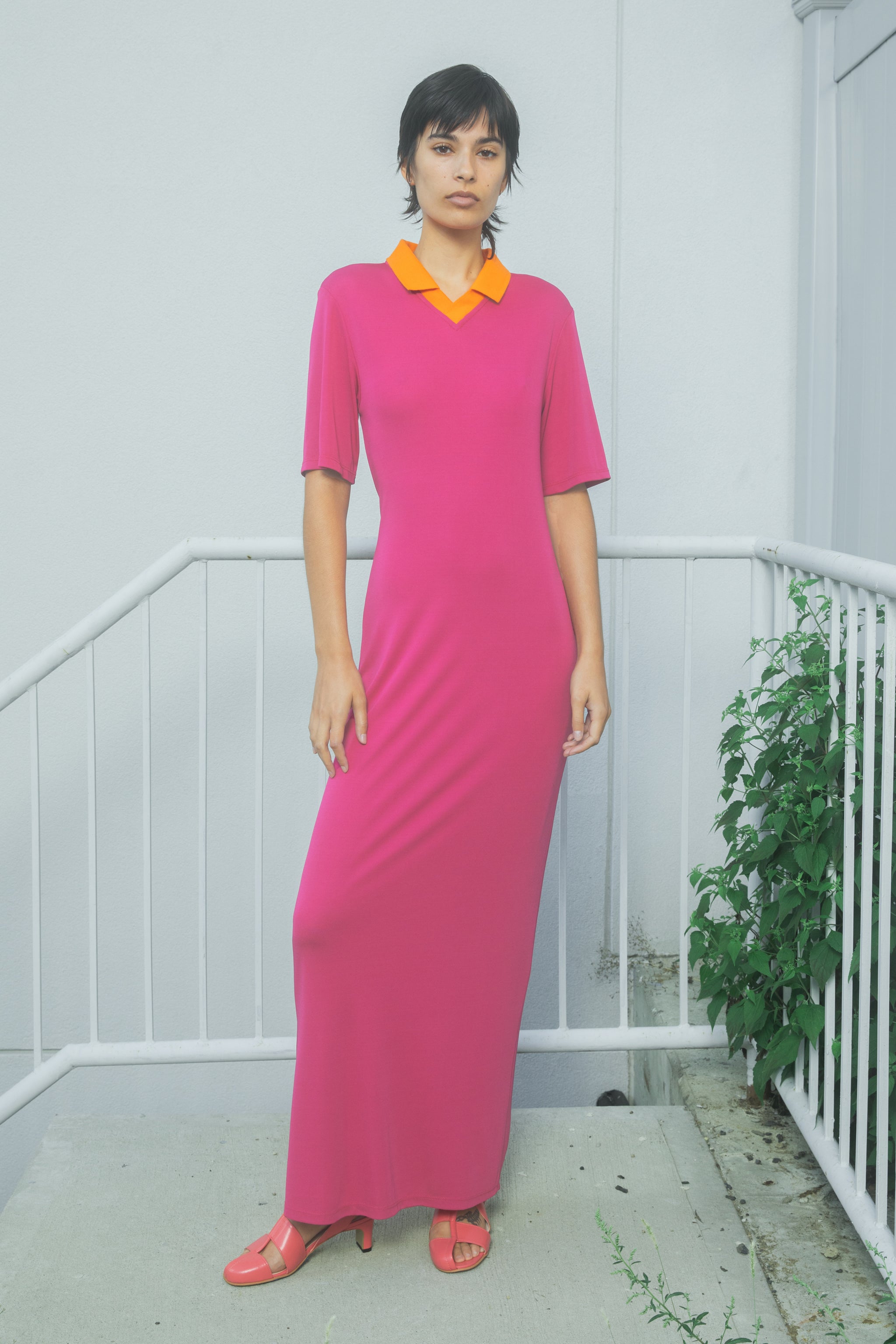 Short Sleeve Jersey Dress - Magenta / Orange – NOMIA