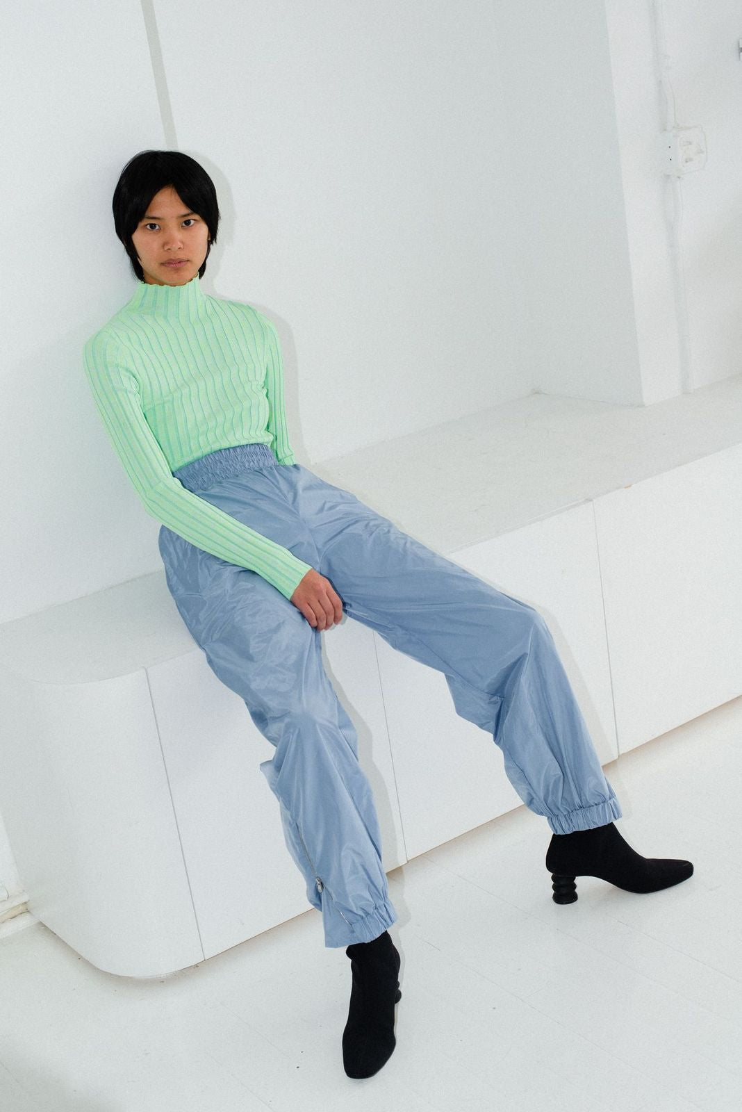 Wide Ribbed Mockneck Sweater - Marled Lime – NOMIA Wide Ribbed Mockneck Sweater - Marled Lime – NOMIA