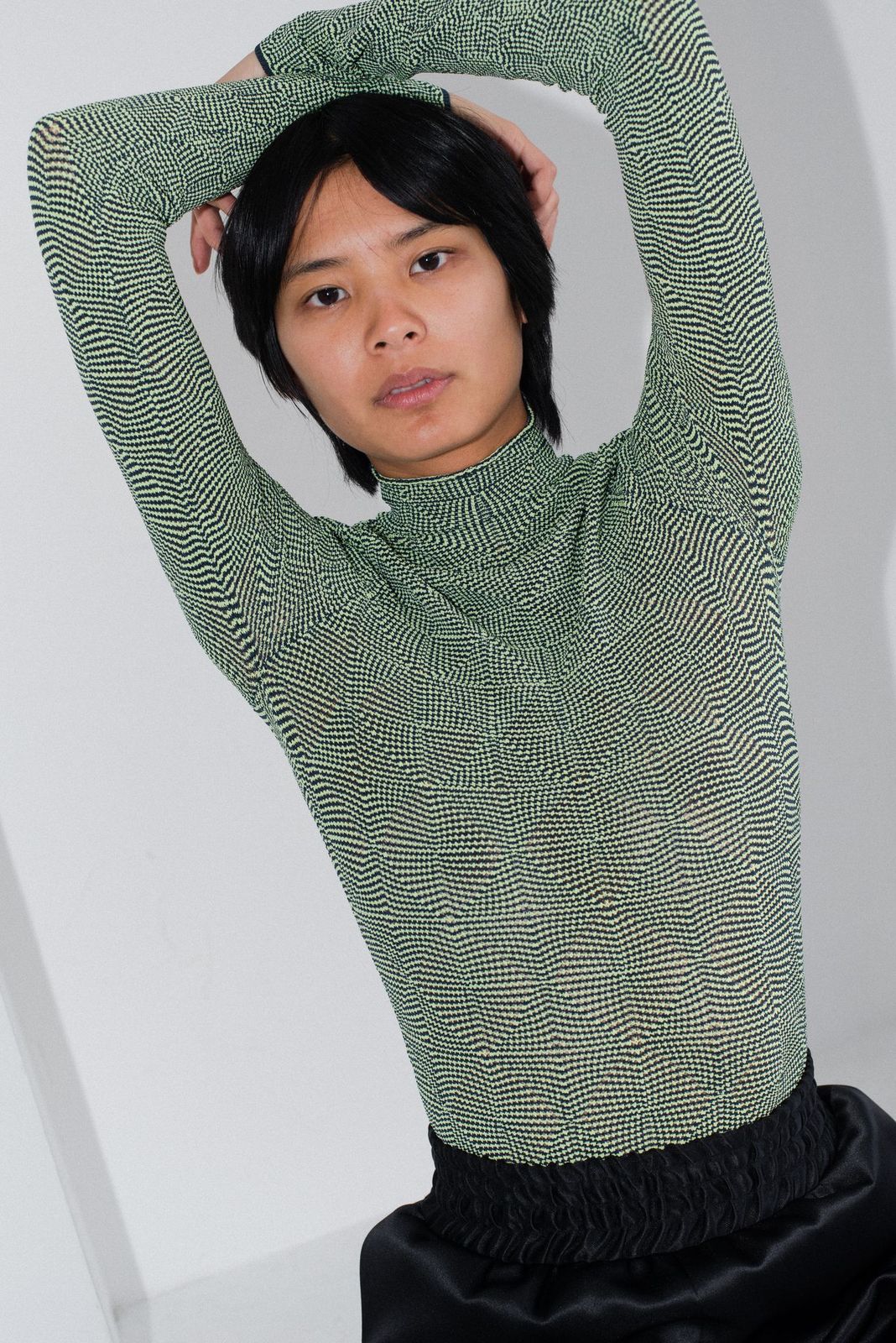 Optical Knit Sweater - Lime / Navy – NOMIA