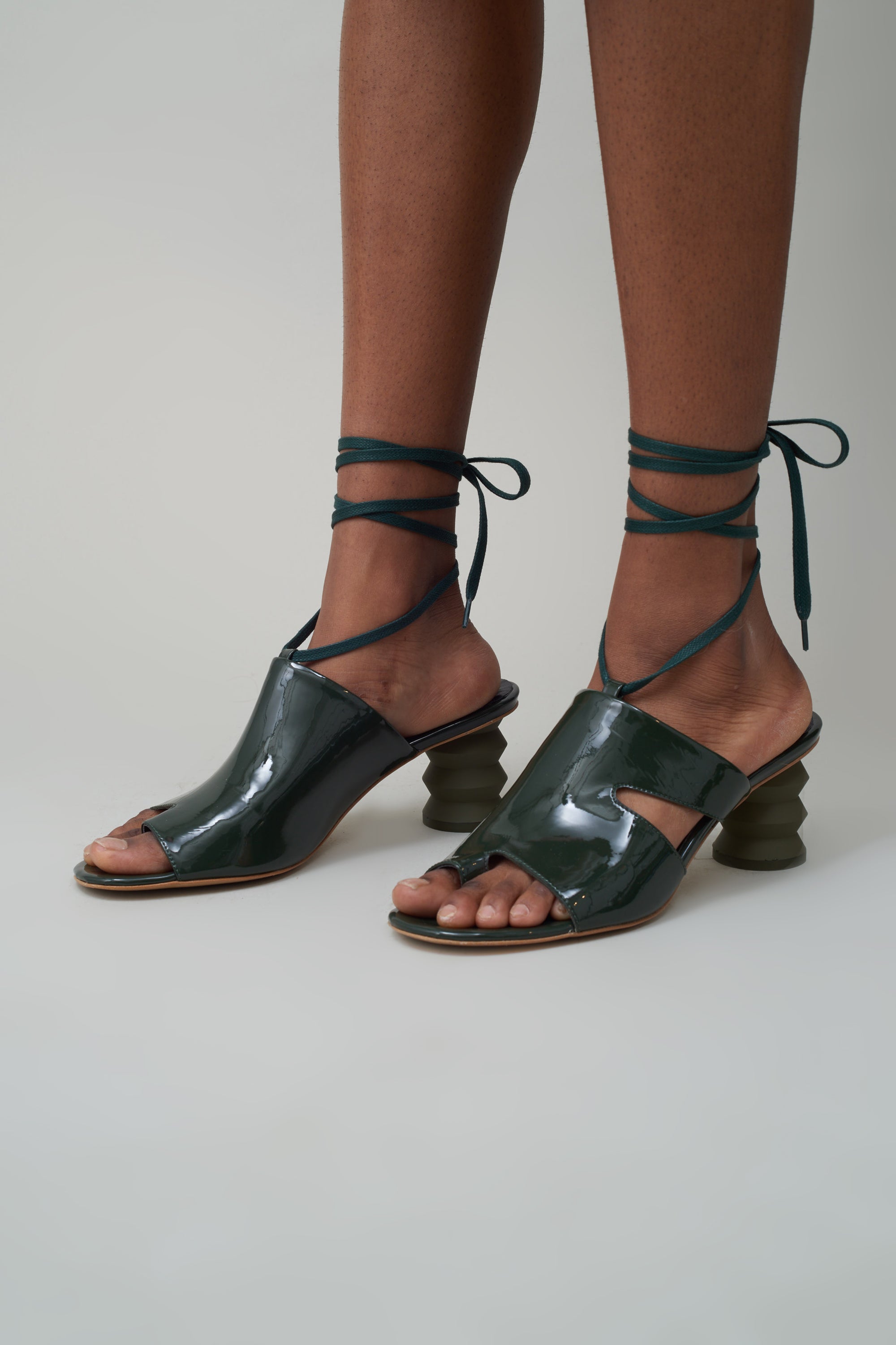 Twyla Lace Up Mule - Olive