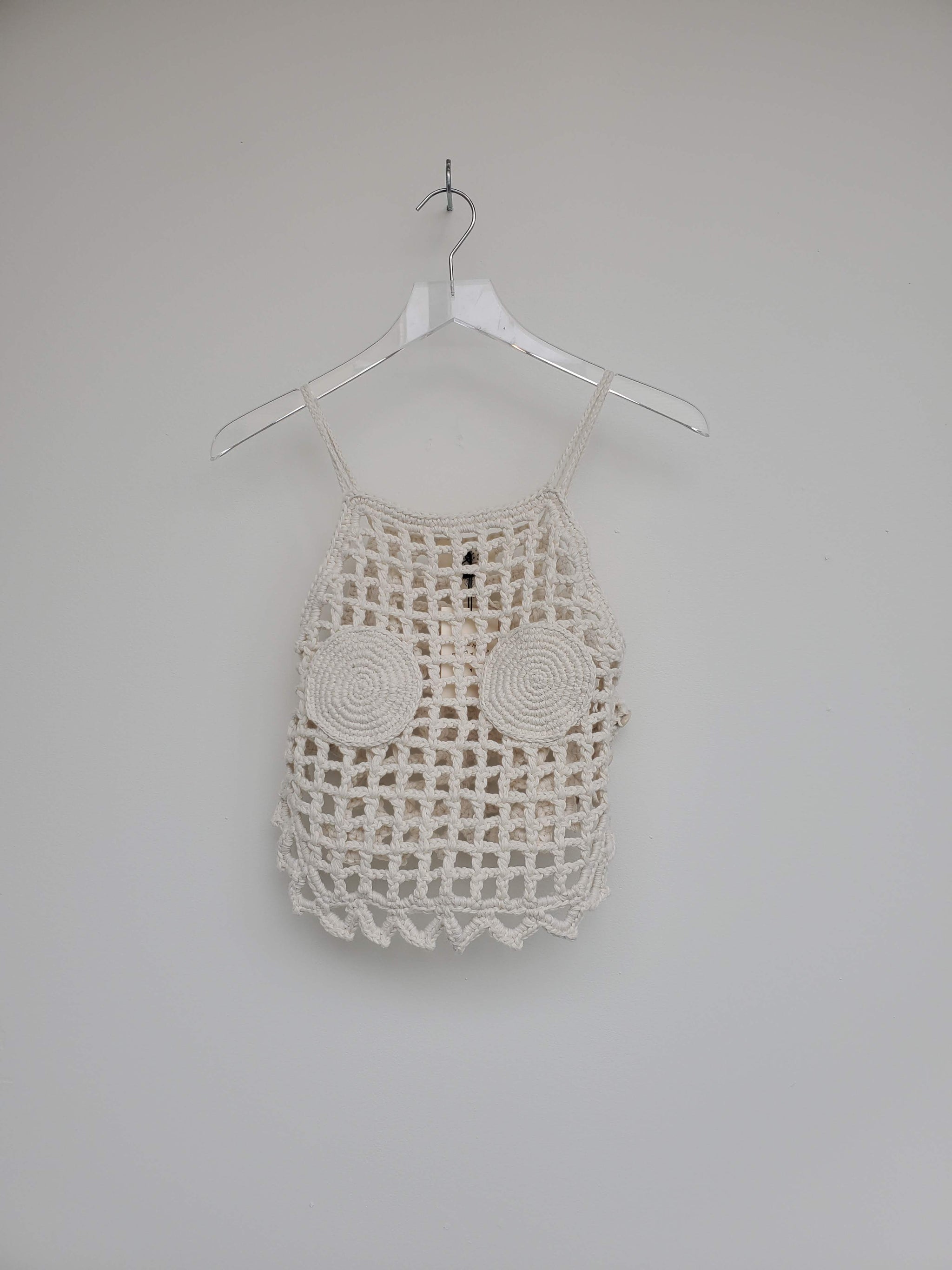 Women's Crocheted cotton bustier tank top, CELINE