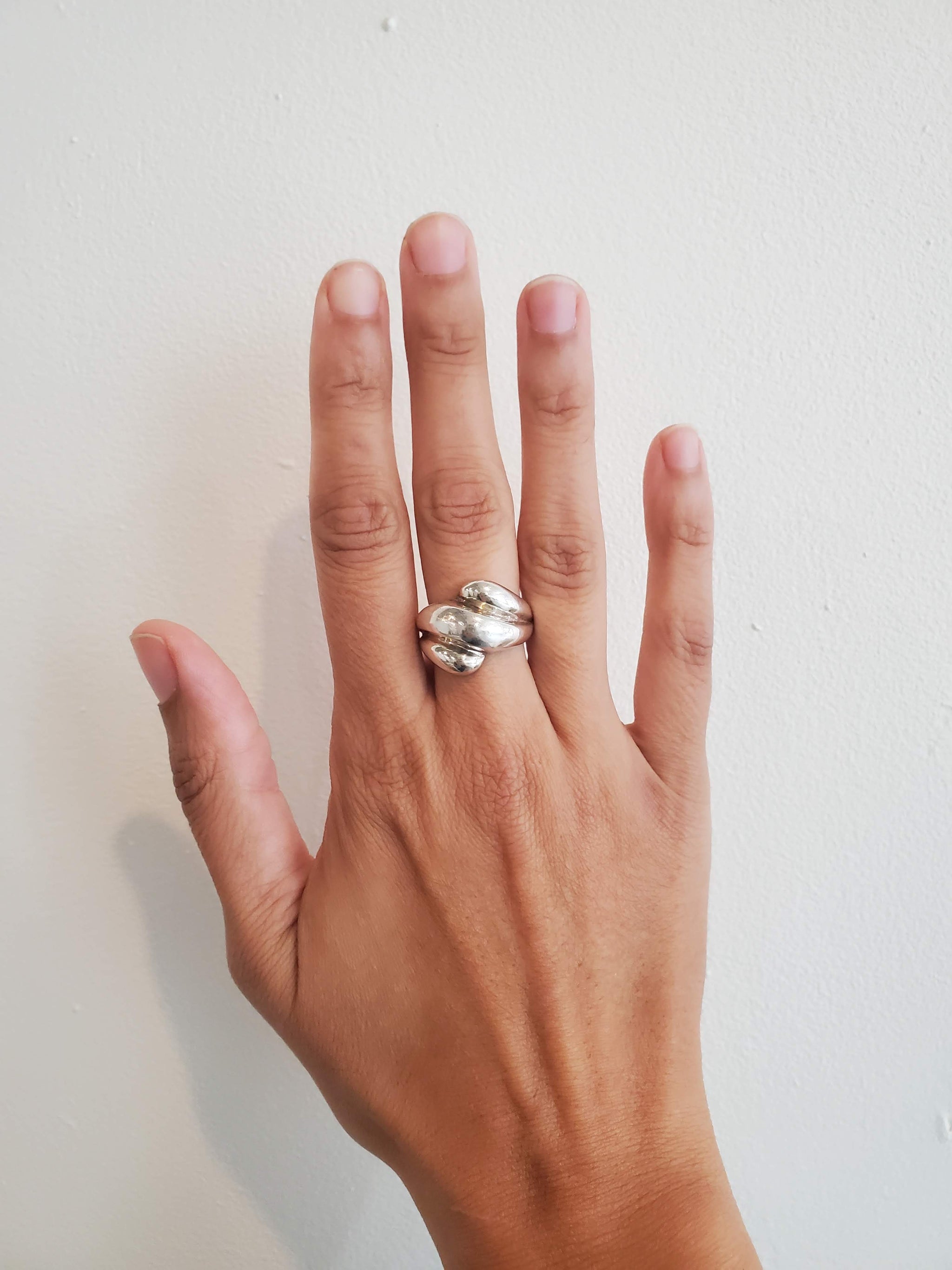 Silver Bone Ring in Solid White Bronze with Sterling Overlay Bone Ring